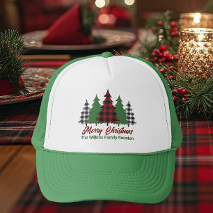 Rustieke Rode Plakken Vrolijke Kerstbomen Custom Trucker Pet