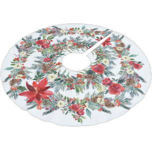Rustieke rode poinsettia waterverf Kerst wit Kerstboom Rok