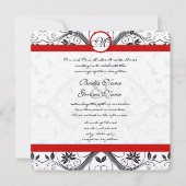 Rustieke Rode Romantische Damast Vlinder Bruiloft Kaart (Voorkant)