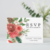 Rustieke rode roos winter botanische bruiloft RSVP (Staand voorkant)