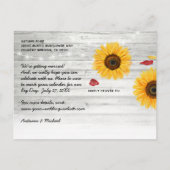 Rustieke Rode Roos Zonnebloem Huwelijk Save the Da Aankondigingskaart (Achterkant)