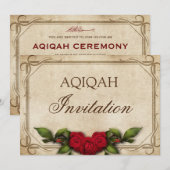  Rustieke Rode Rozen Baby Meisje Aqiqah Kaart (Voorkant / Achterkant)