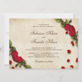  rustieke rode rozen islamitische moslim bruiloft kaart (Achterkant)