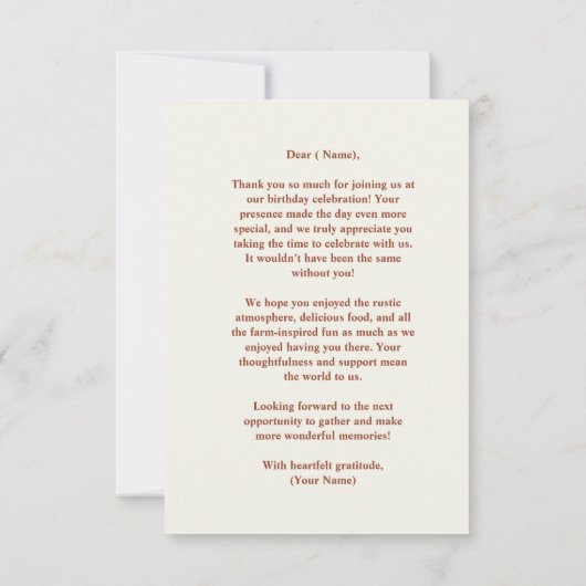 Rustieke Rode Schuur Boerderij Verjaardag Tractor  Bedankkaart (Achterkant)