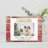Rustieke Rode Schuur Hout Custom Photo Christmas K Feestdagenkaart (Staand voorkant)