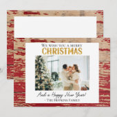 Rustieke Rode Schuur Hout Custom Photo Christmas K Feestdagenkaart (Voorkant / Achterkant)