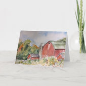 Rustieke Rode Schuur Landelijk Watercolor Bedankt (Voorkant)