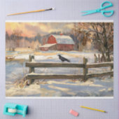 Rustieke rode schuur met Crow Farmhouse Decoupage Tissuepapier (Craft)