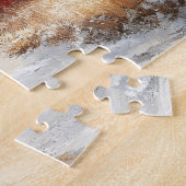 Rustieke Rode Schuur Winter Schilderachtig Kunst Legpuzzel (Zijkant)