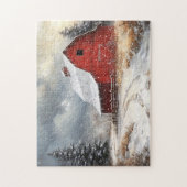 Rustieke Rode Schuur Winter Schilderachtig Kunst Legpuzzel (Verticaal)