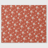 Rustieke Rode  Sneeuwvlok Kerst Cadeaupapier (Vlak)