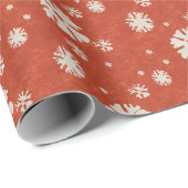 Rustieke Rode  Sneeuwvlok Kerst Cadeaupapier (Rol Hoek)