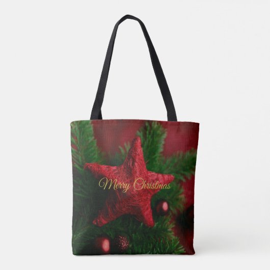 Rustieke Rode Ster Kerst Gezellige Canvas tas (Achterkant)