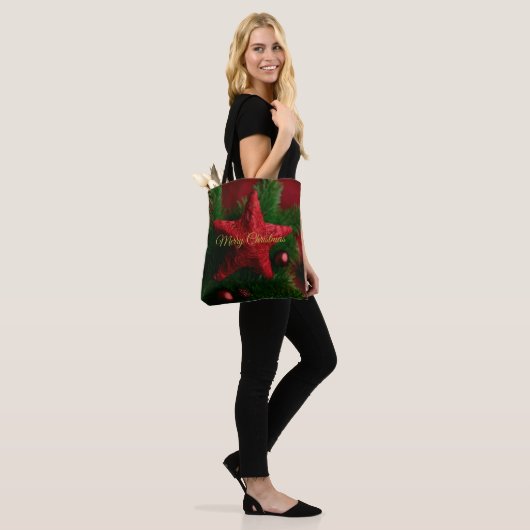Rustieke Rode Ster Kerst Gezellige Canvas tas (Op model)