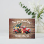 Rustieke Rode  Truck Dogs Happy Holiday Moving Aankondigingskaart (Staand voorkant)