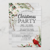 Rustieke Rode Vogel Winter Greenery Wood Holiday P Kaart (Voorkant / Achterkant)