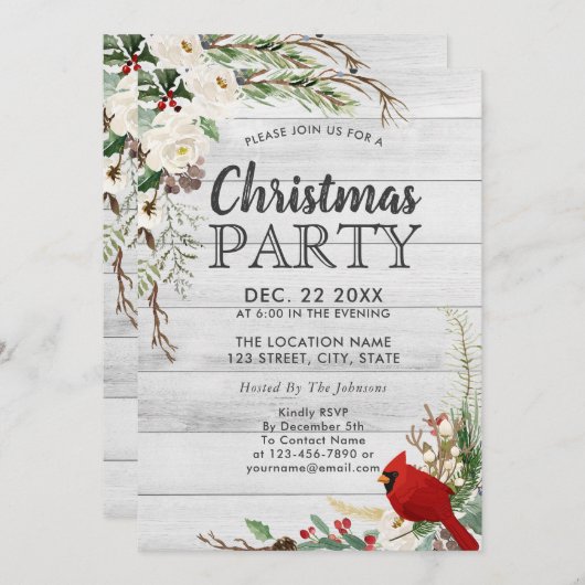 Rustieke Rode Vogel Winter Greenery Wood Holiday P Kaart (Voorkant / Achterkant)