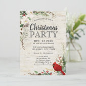 Rustieke rode vogel winter groen berken feest kaart (Staand voorkant)