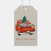 Rustieke  rode vrachtwagen kerst cadeaulabel (Voorkant)