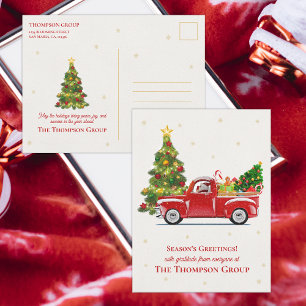 Rustieke Rode Vrachtwagen Kerstboom Corporate Holi Briefkaart