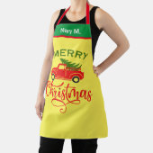 Rustieke Rode Vrachtwagen Kerstboom, Gepersonalise Schort (Insitu)