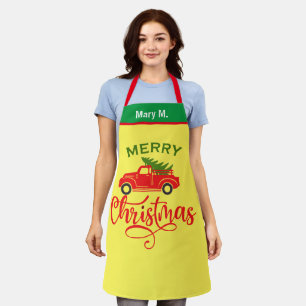 Rustieke Rode Vrachtwagen Kerstboom, Gepersonalise Schort