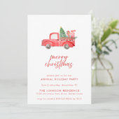 Rustieke Rode Vrachtwagen Vakantie Party Kaart (Staand voorkant)