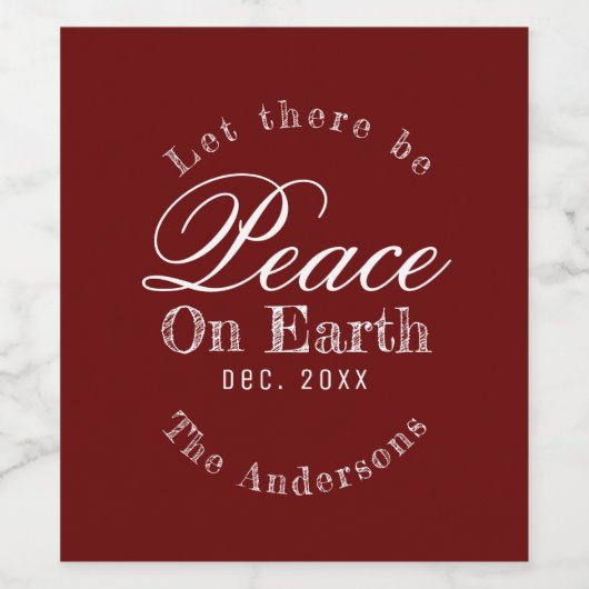 Rustieke rode vrede op aarde gepersonaliseerd wijn etiket (Enkel label)