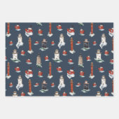 Rustieke rode vuurtorens en boten in stormachtige inpakpapier vel (Voorkant)