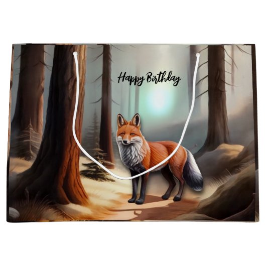 Rustieke rode Waterverf Fox Groot Cadeauzakje (Voorkant)