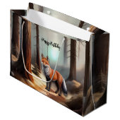 Rustieke rode Waterverf Fox Groot Cadeauzakje (Voorkant Gekanteld)