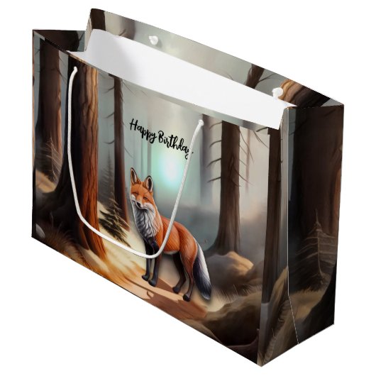 Rustieke rode Waterverf Fox Groot Cadeauzakje (Voorkant Gekanteld)