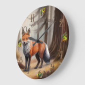 Rustieke rode Waterverf Fox Grote Klok (Hoek)