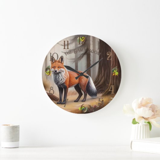 Rustieke rode Waterverf Fox Grote Klok (Huis)