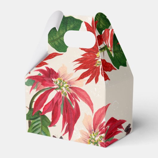 Rustieke Rode Waterverf Poinsettia Bloemengroen Bedankdoosjes (Achterkant)