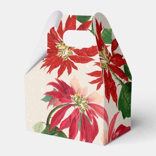 Rustieke Rode Waterverf Poinsettia Bloemengroen Bedankdoosjes (Voorkant Zijde)