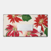 Rustieke Rode Waterverf Poinsettia Bloemengroen Bureaumat (Keyboard & Muis)