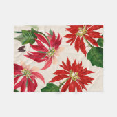 Rustieke Rode Waterverf Poinsettia Bloemengroen Fleece Deken (Voorkant (Horizontaal))