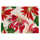 Rustieke Rode Waterverf Poinsettia Bloemengroen Groot Cadeauzakje (Voorkant)