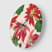 Rustieke Rode Waterverf Poinsettia Bloemengroen Grote Klok (Hoek)