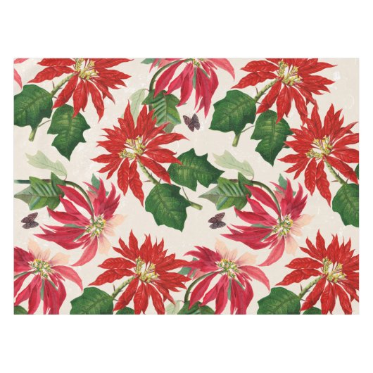 Rustieke Rode Waterverf Poinsettia Bloemengroen Tafelkleed (Voorkant (Horizontaal))