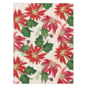 Rustieke Rode Waterverf Poinsettia Bloemengroen Tafelkleed (Voorkant)