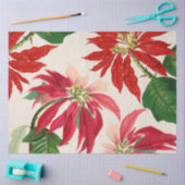Rustieke Rode Waterverf Poinsettia Bloemengroen Tissuepapier (Craft)