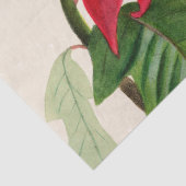 Rustieke Rode Waterverf Poinsettia Bloemengroen Tissuepapier (Detail)