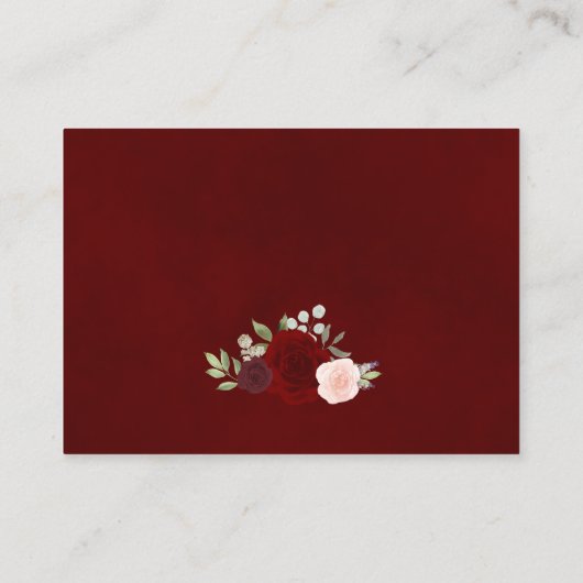 Rustieke Rode Waterverf Rozen Bruiloft Website Informatiekaartje (Achterkant)