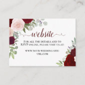 Rustieke Rode Waterverf Rozen Bruiloft Website Informatiekaartje (Voorkant)