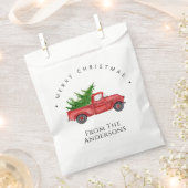 Rustieke rode Waterverf truck met kerstboom Bedankzakje (Geknipt)