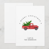 Rustieke rode Waterverf truck met kerstboom Feestdagenkaart (Voorkant / Achterkant)