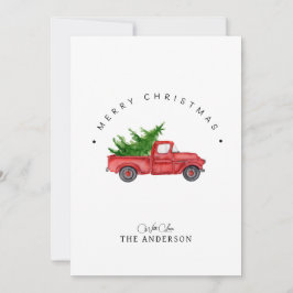 Rustieke rode Waterverf truck met kerstboom Feestdagenkaart