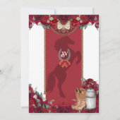 Rustieke rode Westerne Charro Quinceañera Invitati Kaart (Achterkant)